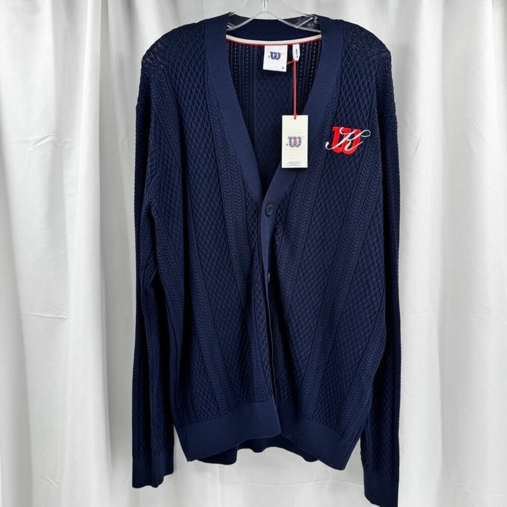 Kith for Wilson Cardigan Sweater Navy Blue Textured Cable Knit Sz M